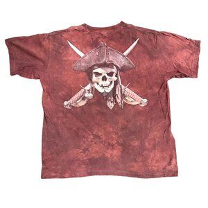The Mountain Mens XL Red Tie Dye TShirt Pirate Skull Pocket David Penfound